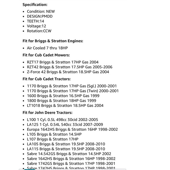 Briggs Stratton Starter Replacement 14 Teeth 593934 693551 Cub Cadet John Deere - Picture 6 of 9